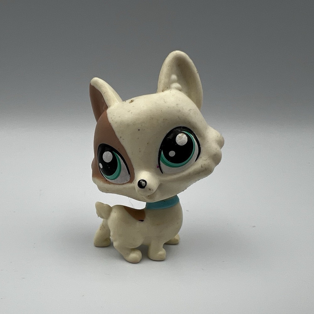 Littlest Pet Shop LPS # 4006 Argo Kibbley Dog Blue Eyes‎ Corgi Brown Tan White